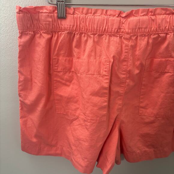 LOFT Outlet Coral Pink Cotton Pull-On Shorts Women’s Large Elastic Waist Pockets - Picture 5 of 8